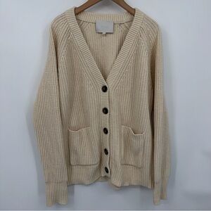 Leallo 100% Cotton Textural-Stitch V-Neck Button Up Cardigan